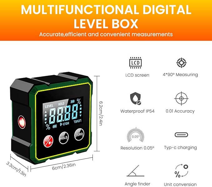 MAGNETIC DIGITAL ANGLE FINDER & LEVEL GAUGE