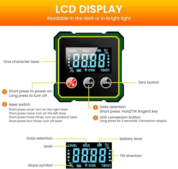 MAGNETIC DIGITAL ANGLE FINDER & LEVEL GAUGE